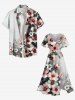 Plus Size Flowers Ombre Print Split Hawaii Midi Dress -  