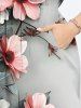 Plus Size Flowers Ombre Print Split Hawaii Midi Dress -  