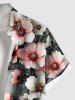 Plus Size Flowers Ombre Print Buttons Pocket Hawaii Shirt For Men -  