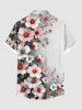 Plus Size Flowers Ombre Print Buttons Pocket Hawaii Shirt For Men -  