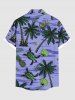 Plus Size Coconut Tree Turtle Shell Flowers Pineapple Print Buttons Pocket Hawaii Shirt For Men -  