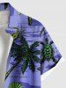 Plus Size Coconut Tree Turtle Shell Flowers Pineapple Print Buttons Pocket Hawaii Shirt For Men -  