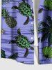 Plus Size Coconut Tree Turtle Shell Flowers Pineapple Print Buttons Pocket Hawaii Shirt For Men -  