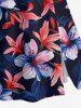 Plus Size Hibiscus Flower Leaf Print Hawaii Split A Line Skirt -  