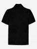 Polo grande taille à col rabattu et fermeture éclair pour homme, imprimé tête de mort et rose, idéal pour Halloween - Noir L