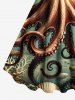 Plus Size Octopus Shell Coral Fish Print Hawaii Sea Creatures A Line Tank Dress -  