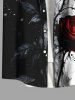 Plus Size Ink Painting Splatter Rose Flower Print Halloween Button Pocket Shirt For Men -  