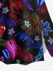 Plus Size Ombre Tropical Leaf Hibiscus Flower Parrot Print Hawaii Split A Line Skirt -  