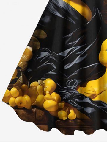 Plus Size Cute Duck Family Print Hawaii A Line Tank Dress