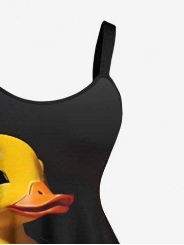 Plus Size Cute Duck Family Print Hawaii A Line Tank Dress