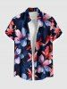 Tenue de plage hawaïenne assortie grande taille à imprimé feuilles et fleurs d'hibiscus pour couples - Noir 