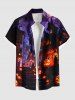 Halloween Pumpkin Lantern Bat Castle Print Plus Size Matching Outfit For Couples -  