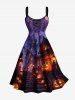 Halloween Pumpkin Lantern Bat Castle Print Plus Size Matching Outfit For Couples -  
