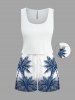 Matching Hawaii Shirt and Romper Plus Size Beach Outfit Coconut Tree Ombre Colorblock Printed for Couples -  