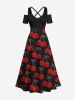 Halloween Cherry Skulls Print Plus Size Matching Hawaii Beach Outfit For Couples -  