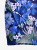 Tenue de plage hawaïenne assortie grande taille à imprimé feuilles et fleurs d'hibiscus pour couples - Bleu 