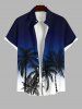 Tenue de plage hawaïenne assortie grande taille à imprimé cocotier ombré colorblock pour couples - Bleu Ciel 