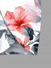 Hibiscus Flowers Leaf Print Plus Size Matching Hawaii Beach Outfit For Couples -  