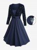 Plus Size Star Silver Stamping Velvet Pocket Ruched 2 In 1 Dress -  
