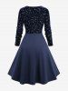 Plus Size Star Silver Stamping Velvet Pocket Ruched 2 In 1 Dress -  