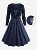 Plus Size Star Silver Stamping Velvet Pocket Ruched 2 In 1 Dress -  
