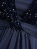 Plus Size Star Silver Stamping Velvet Pocket Ruched 2 In 1 Dress -  