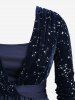 Plus Size Star Silver Stamping Velvet Pocket Ruched 2 In 1 Dress -  
