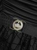 Plus Size Ruched Bust Spider Web Flocking Handkerchief Dress with Removable Belt -  