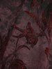 Gothic Plus Size Tie Dye Print Floral Flocking Ruched Buckles Panel Cold Shoulder Tank Dress -  