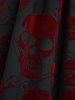Gothic Plus Size Ruched Braided Panel Skulls Flocking Mesh Tank Dress -  