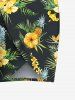 Plus Size Tropical Leaf Hibiscus Flower Pineapple Print Hawaii Convertible Beach Cover Up -  