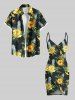 Plus Size Tropical Leaf Hibiscus Flower Pineapple Print Hawaii Convertible Beach Cover Up -  