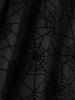 Plus Size Ruched Bust Spider Web Flocking Handkerchief Dress with Removable Belt -  