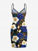 Plus Size Gilding Two Tone Hibiscus Flower Print Hawaii Convertible Beach Cover Up -  
