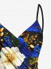 Plus Size Gilding Two Tone Hibiscus Flower Print Hawaii Convertible Beach Cover Up -  