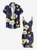 Plus Size Gilding Two Tone Hibiscus Flower Print Hawaii Convertible Beach Cover Up -  