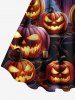 Plus Size Pumpkin Lantern Ghost Bat Galaxy Print Halloween A Line Tank Dress -  