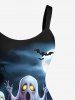 Plus Size Pumpkin Lantern Ghost Bat Galaxy Print Halloween A Line Tank Dress -  