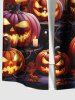 Plus Size Pumpkin Lantern Ghost Bat Galaxy Print Halloween Button Pocket Shirt For Men -  