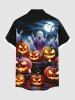 Chemise grande taille à imprimé citrouille, lanterne, fantôme, chauve-souris, galaxie, Halloween, boutonnée et poche pour homme - Noir XL