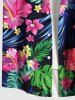 Chemise hawaïenne grande taille à imprimé feuilles tropicales et fleurs d'hibiscus pour homme - Bleu S
