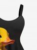 Plus Size Cute Duck Family Print Hawaii A Line Tank Dress -  