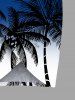 Plus Size Coconut Tree Ombre Colorblock Print Convertible Hawaii Beach Cover -  