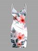 Plus Size Hibiscus Flowers Leaf Print Convertible Hawaii Beach Cover -  
