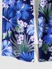 Plus Size Hibiscus Flower Leaf Print Buttons Pocket Hawaii Shirt For Men -  