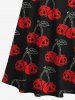 Robe longue croisée à épaules dénudées et imprimé crânes de cerises pour Halloween, grande taille - Noir 6X