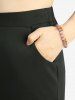 Pantalon évasé grande taille à paillettes, sequins, fleurs, dentelle et poches - Noir 1X | US 14-16