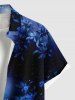 Plus Size Galaxy Ombre Star Leaf Print Buttons Pocket Hawaii Shirt For Men -  