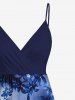 Robe camisole hawaïenne grande taille à imprimé étoiles et feuilles ombré galaxie - Bleu XXS