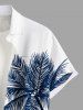 Plus Size Coconut Tree Ombre Colorblock Print Buttons Pocket Hawaii Shirt For Men -  